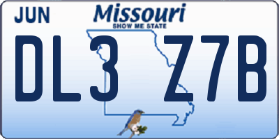 MO license plate DL3Z7B