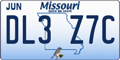 MO license plate DL3Z7C
