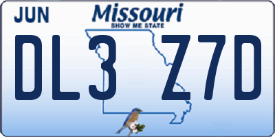 MO license plate DL3Z7D