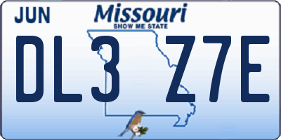 MO license plate DL3Z7E