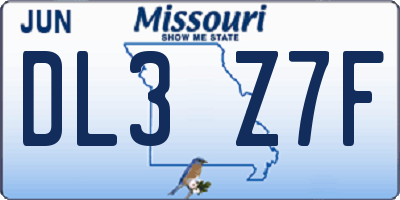 MO license plate DL3Z7F