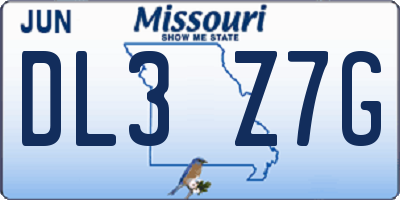 MO license plate DL3Z7G