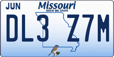 MO license plate DL3Z7M