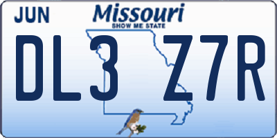 MO license plate DL3Z7R