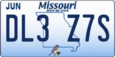 MO license plate DL3Z7S