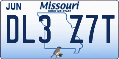 MO license plate DL3Z7T