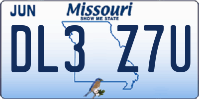 MO license plate DL3Z7U