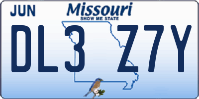 MO license plate DL3Z7Y