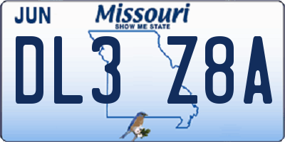 MO license plate DL3Z8A