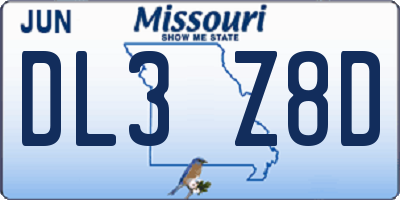 MO license plate DL3Z8D