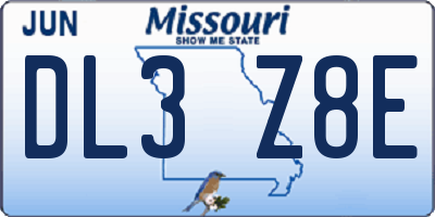 MO license plate DL3Z8E