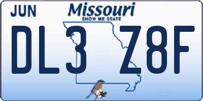 MO license plate DL3Z8F