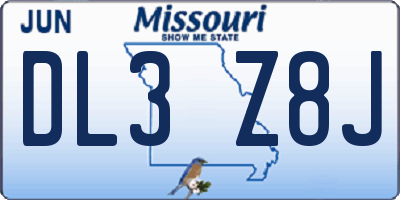 MO license plate DL3Z8J