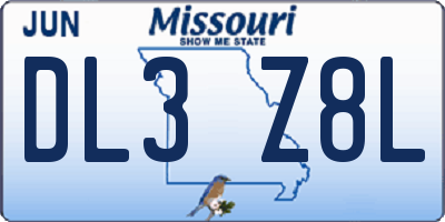 MO license plate DL3Z8L