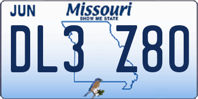 MO license plate DL3Z8O