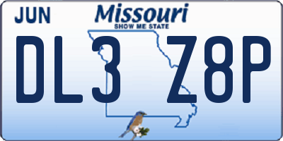 MO license plate DL3Z8P