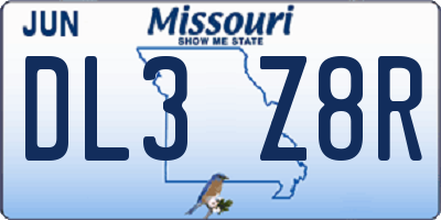 MO license plate DL3Z8R