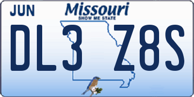 MO license plate DL3Z8S