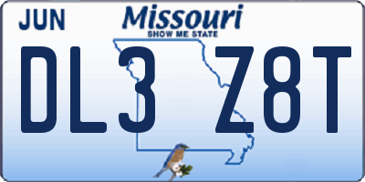 MO license plate DL3Z8T