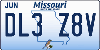 MO license plate DL3Z8V