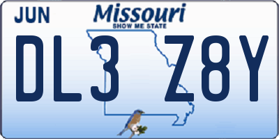 MO license plate DL3Z8Y