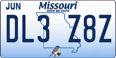 MO license plate DL3Z8Z