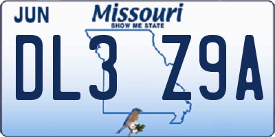 MO license plate DL3Z9A