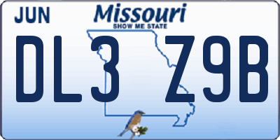 MO license plate DL3Z9B