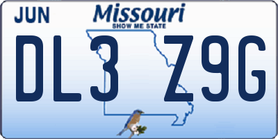MO license plate DL3Z9G