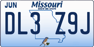 MO license plate DL3Z9J