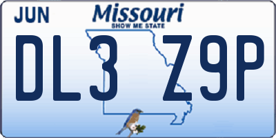 MO license plate DL3Z9P