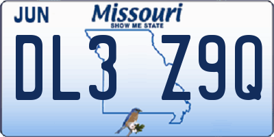 MO license plate DL3Z9Q