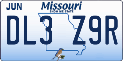 MO license plate DL3Z9R