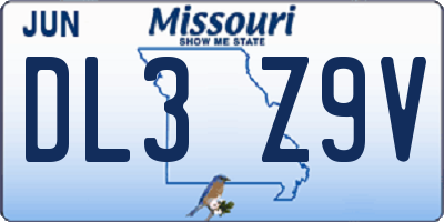 MO license plate DL3Z9V