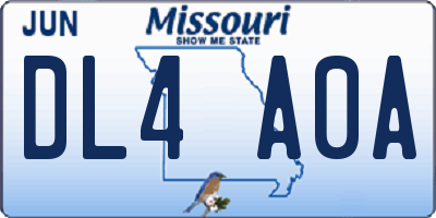 MO license plate DL4A0A