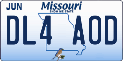 MO license plate DL4A0D