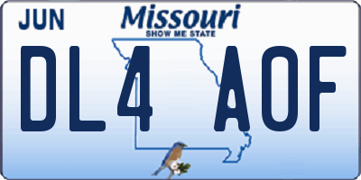 MO license plate DL4A0F