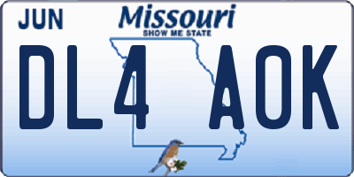 MO license plate DL4A0K