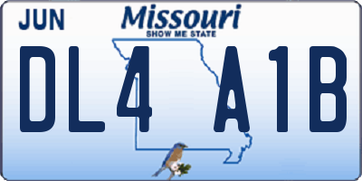 MO license plate DL4A1B