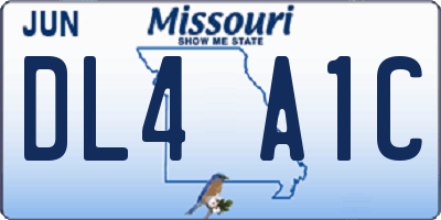 MO license plate DL4A1C
