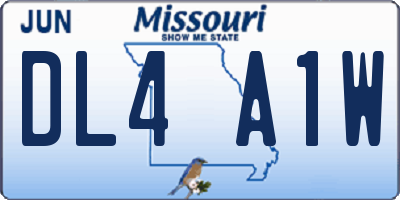 MO license plate DL4A1W