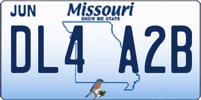 MO license plate DL4A2B