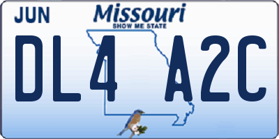 MO license plate DL4A2C