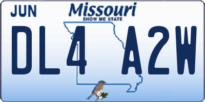 MO license plate DL4A2W