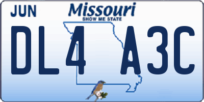 MO license plate DL4A3C