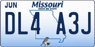 MO license plate DL4A3J
