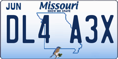 MO license plate DL4A3X