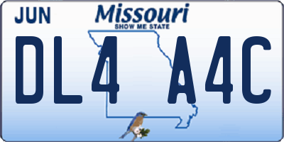 MO license plate DL4A4C