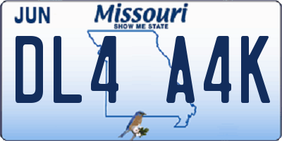 MO license plate DL4A4K