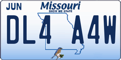 MO license plate DL4A4W